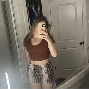 brown crop top from shein size medium worn but in good condition